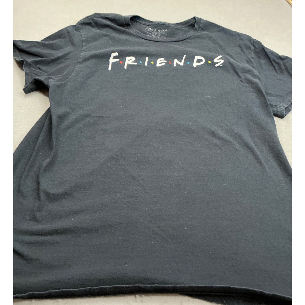 Friends TV Show Graphic T-Shirt Black Cotton Logo Tee Large Short Sleeve